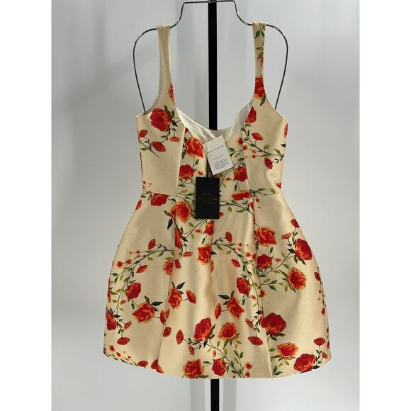De La Vali Lola Floral Ivory Polyester Satin Twill Mini Dress Size 10 - Picture 3 of 4